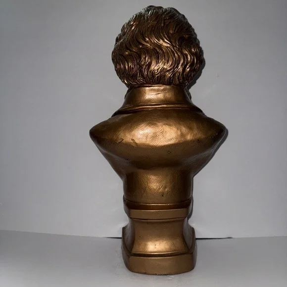BEETHOVEN COMPOSER 17" T BUST COPPER TONE SCULPTURE FIGURINE STATUE ARTWORK